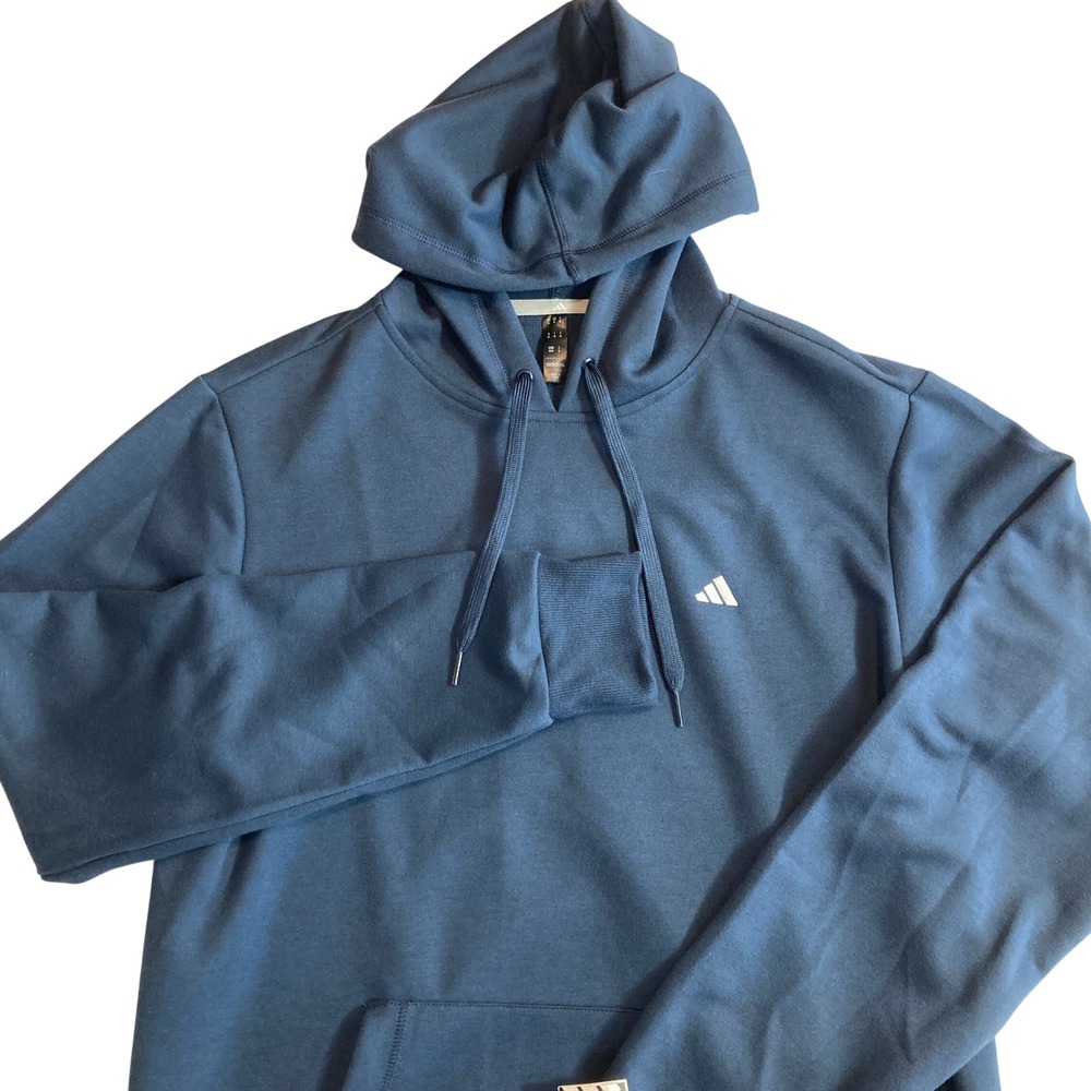 NEW Adidas Mens M Go-To‎ Hoodie Crew Navy Blue Pullover Sweatshirt ADVR0929 NWT